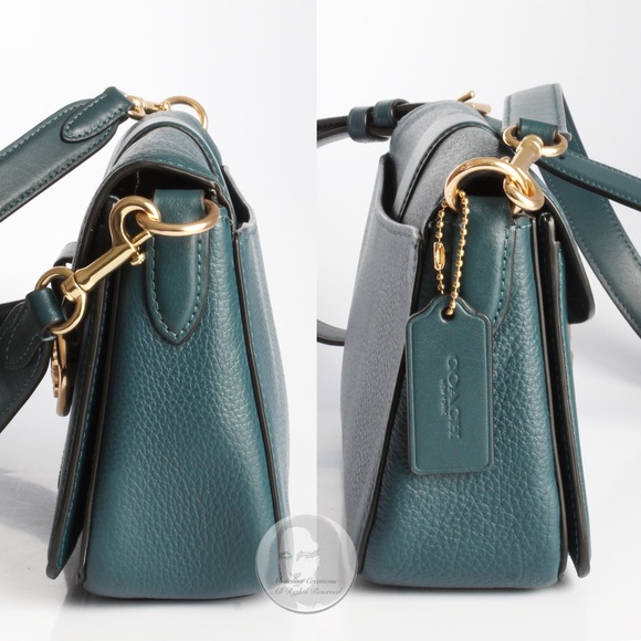 Coach Bag Georgie Shoulder Crossbody Messenger Bag Peacock Leather Style #5493 - Picture 7 of 13